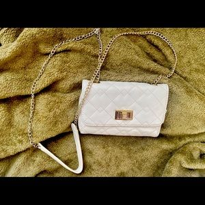 White clutch with gold detail